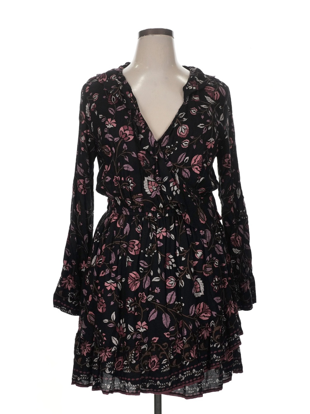 NWOT Long-Sleeve Wrap Mini Dress - Pink Floral